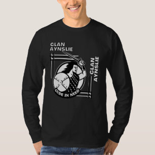 Aynslie-Clan-Gälisch-Motto-Schwertkämpfer T-Shirt