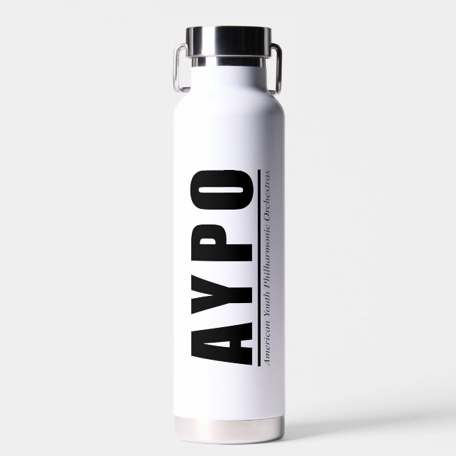 AYPO Bouteille d'eau blanche avec logo noir (Avant)