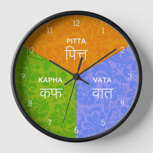 Ayurveda-Uhr - Ayurvedische Body Dosha-Stunde Uhr (Vorderseite)