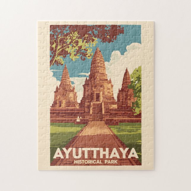 Ayutthaya Historischer Park Illustration Reisen Ku (Vertikal)