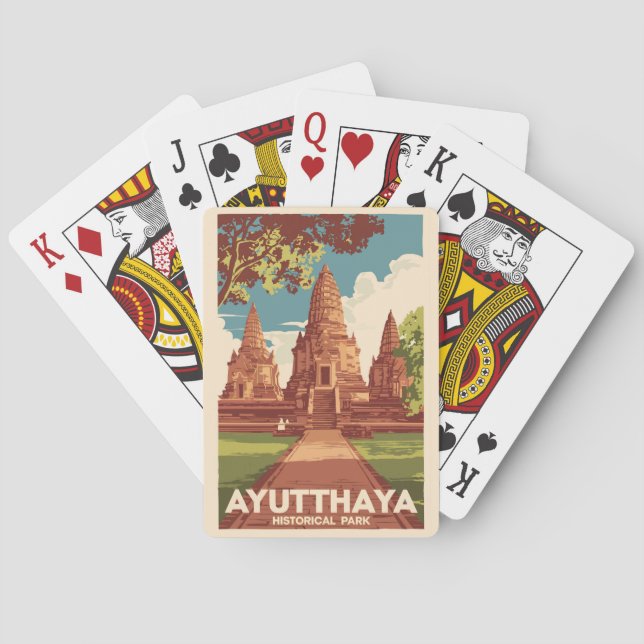 Ayutthaya Historischer Park Illustration Reisen Ku Spielkarten (Rückseite)