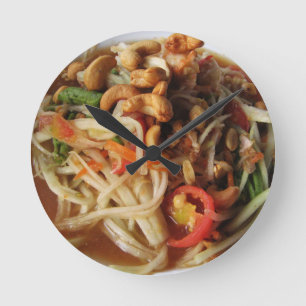 Ayutthaya Spicy Papaya Salad [Som Tam] mit Cashew Runde Wanduhr
