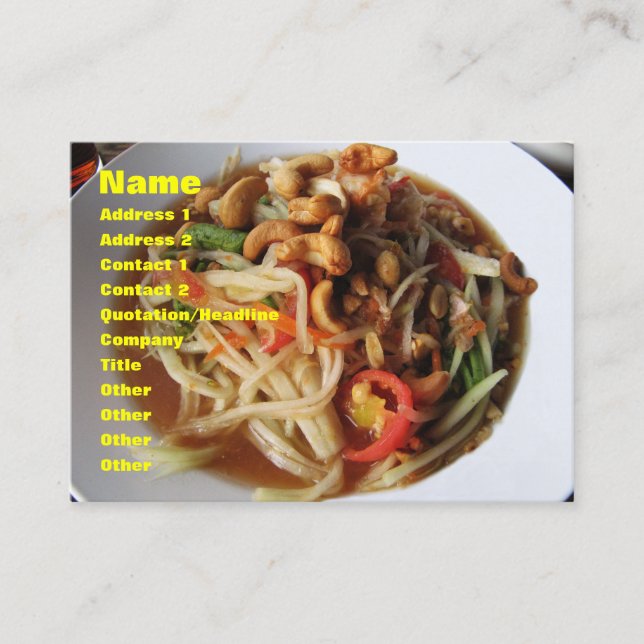 Ayutthaya Spicy Papaya Salad [Som Tam] mit Cashew Visitenkarte (Vorderseite)