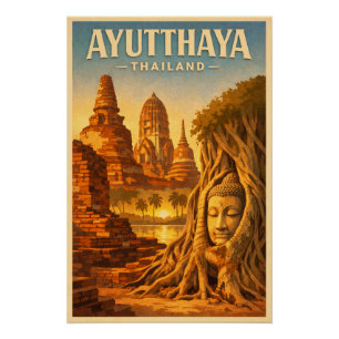 Ayutthaya, Thailand, in einem zeitlosen Retro-Stil Poster