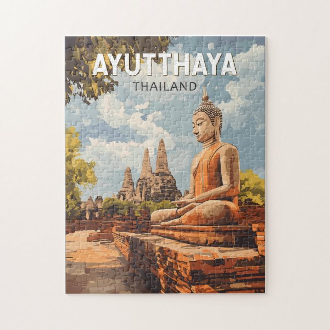 Ayutthaya Thailand Reisen Kunst Vintag (Vertikal)