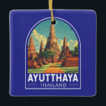 Ayutthaya Thailand Reisetischler Keramikornament<br><div class="desc">Ayutthaya Retro Vektor Reise Design. Die Ruinen der Altstadt bilden heute den Ayutthaya Historical Park, eine archäologische Stätte, die Paläste, buddhistische Tempel, Klöster und Statuen enthält.</div>