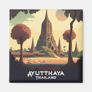 Ayutthaya Thailand Tempel Sonnenuntergang Magnet