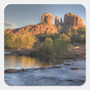 AZ, Arizona, Sedona, Crescent Moon Erholungsgebiet Quadratischer Aufkleber