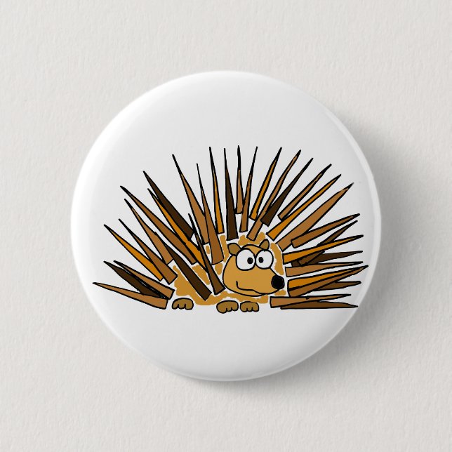 AZ-, Stachelschwein-Kunst-Cartoon Button (Vorderseite)