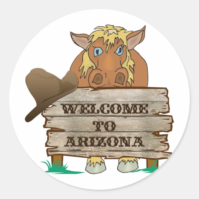 AZ - Willkommen beim Pferd von Arizona Runder Aufkleber (Vorderseite)