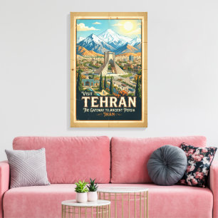 Azadi-Turm & Alborz-Gebirge Iran Reiseplakat Leinwanddruck