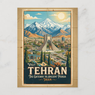 Azadi-Turm & Alborz-Gebirge Iran Reiseplakat Postkarte