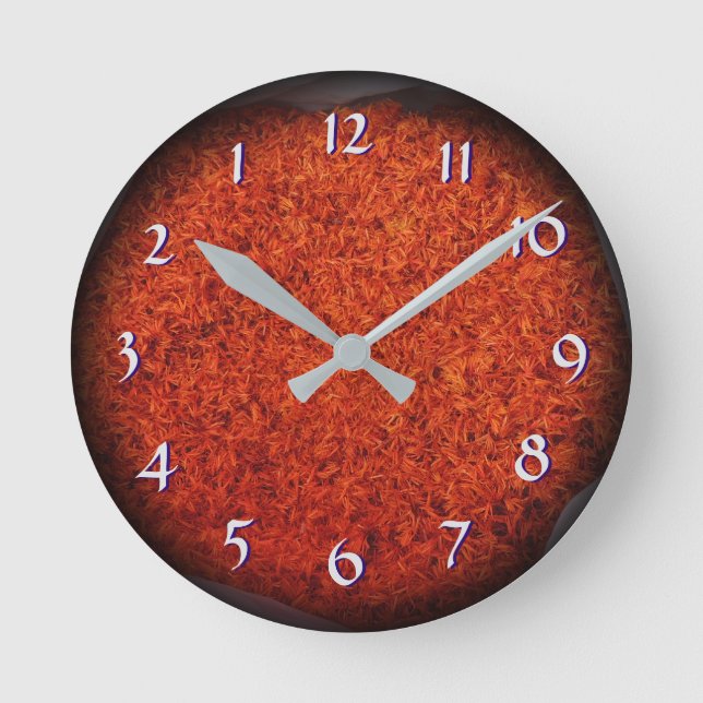 Azafran Saffron Turn Back the Time Backwards Clock Runde Wanduhr (Vorderseite)