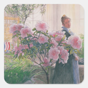 Azalea, 1906 (w/c auf Papier) Quadratischer Aufkleber