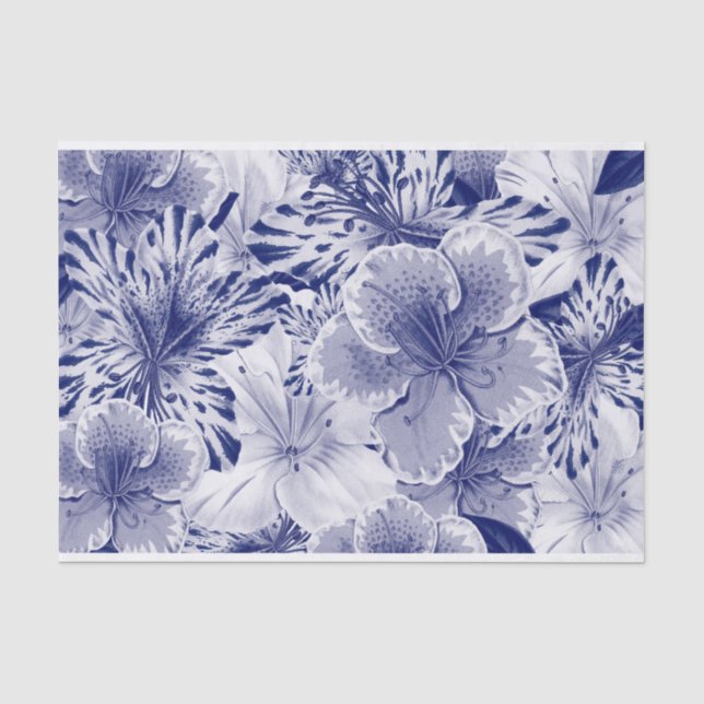 Azalea blüht in blauer Entkoppelung Seidenpapier (Vorderseite)
