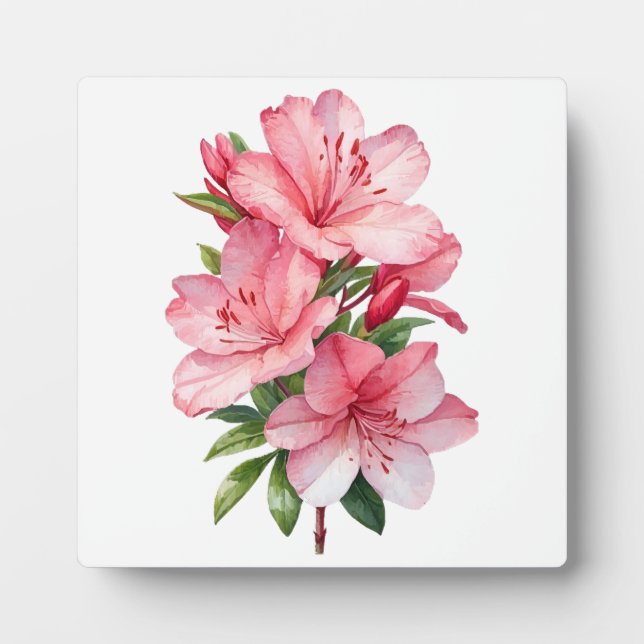 Azalea Blume Aquarellmalerei Fotoplatte (Vorderseite)