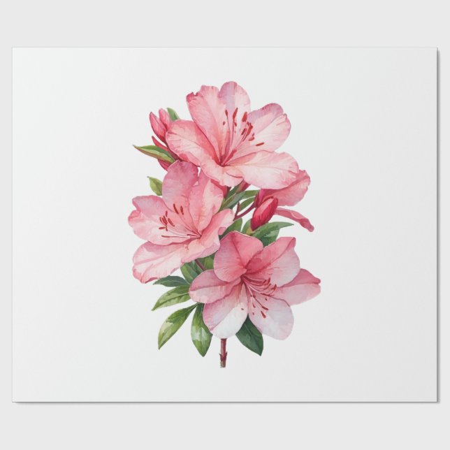 Azalea Blume Aquarellmalerei Geschenkpapier (Flach)