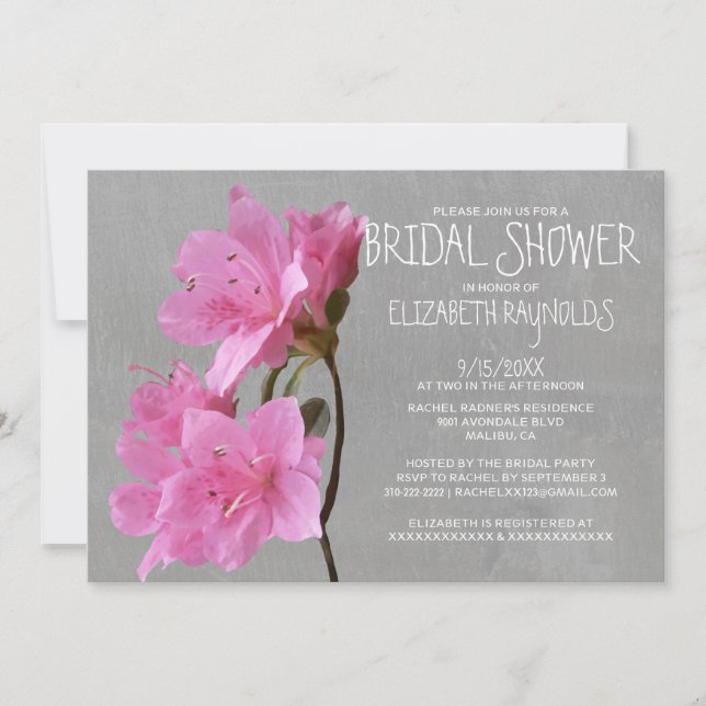 Azalea Bridal Dusche Einladungen (Vorderseite)