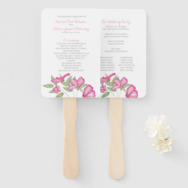 Azalea Fan Wedding Program Fächer (Vorne und Hinten)