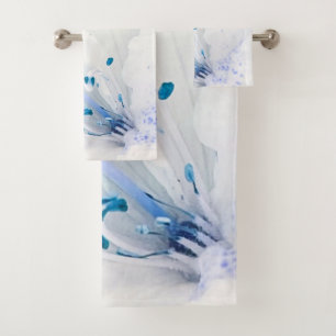 *~* Azalea Kunstmalerei Blume Aquamarin blau Badhandtuch Set
