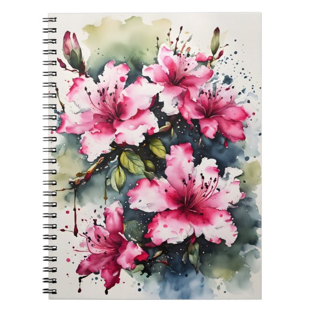 Azalee - Aquarellblumen Notizblock (Vorderseite)