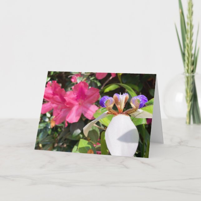 "Azaleen und Walking Iris." Grußkarte Dankeskarte (Vorderseite)