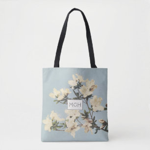 Azaleenblüten in Creme mit Monogramm Tasche