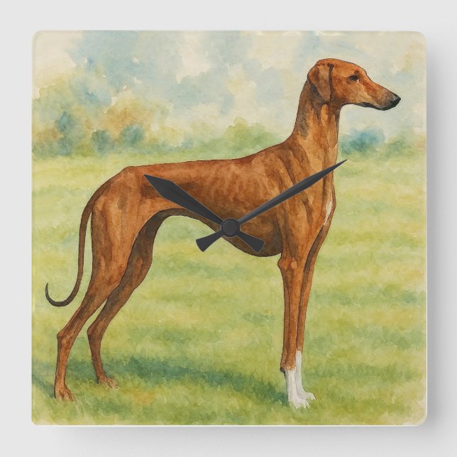 Azawakh Quadratische Wanduhr (Vorderseite)