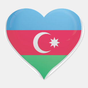 Azerbaïdjan amour drapeau orgueil autocollant coeu