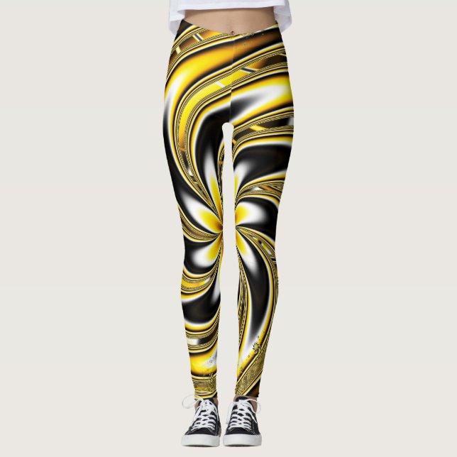 Aziza gelbe und schwarze Leggings (Vorderseite)
