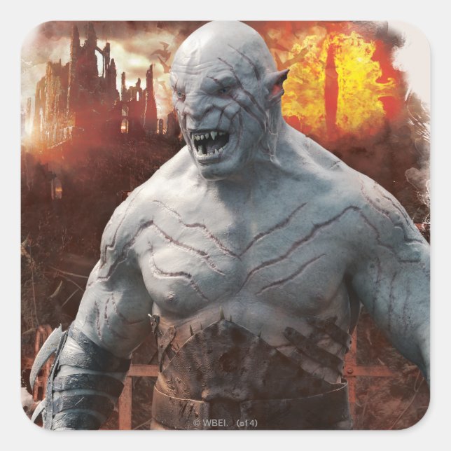 Azog & Orcs Silhouette Graphic Quadratischer Aufkleber (Vorderseite)