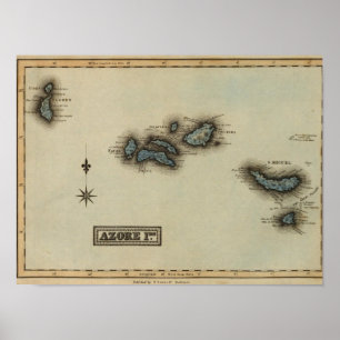 Azore-Insel-Atlas-Karte Poster