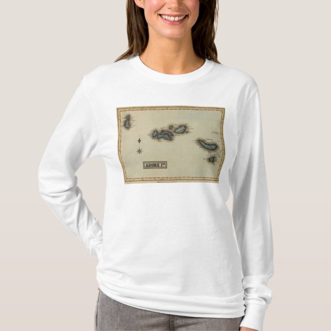 Azore-Insel-Atlas-Karte T-Shirt (Vorderseite)