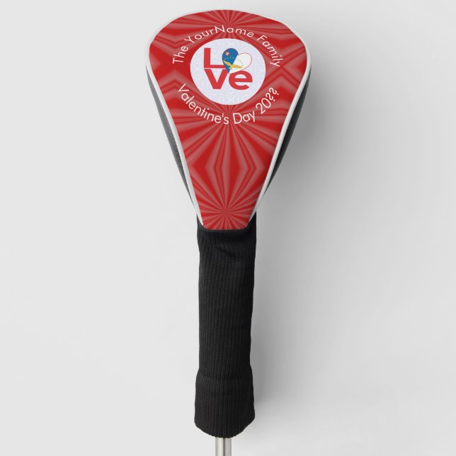 Azorean Flag Herz in roter LIEBE Golf Headcover (Vorderseite)