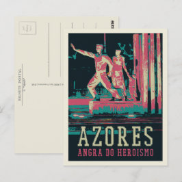 Azoren Angra do Heroismo Illustration Portugal Postkarte