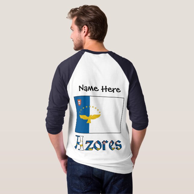 Azoren Azorean-Flagge Personalisiert T-Shirt (Schwarz voll)