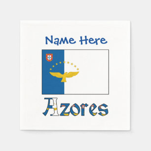 Azoren Azoreanische Flagge Blau Personalisierter N Serviette