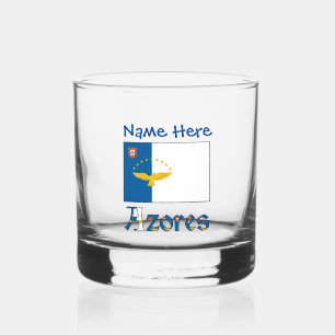 Azoren Azoreanische Flagge Blau Personalisierung Whiskyglas