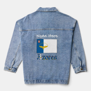 Azoren Azoreanische Flagge Personalisierter Weißer Jeansjacke