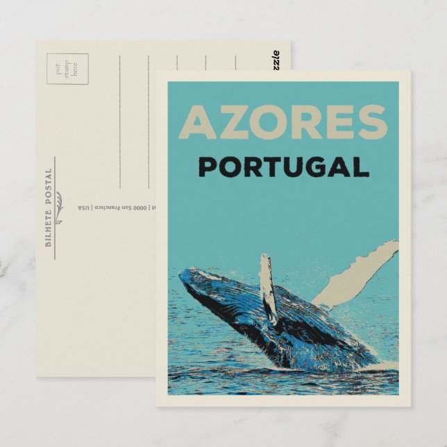 Azoren Buckelwal - Beispiel Portugal Postkarte (Vorne/Hinten)