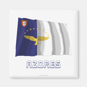 Azoren, die Flagge mit Namen wellenartig bewegen Magnet