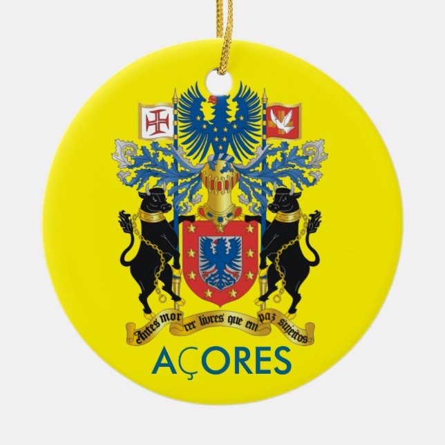 Azoren-Flaggen-Weihnachtsverzierung Keramikornament (Vorne)