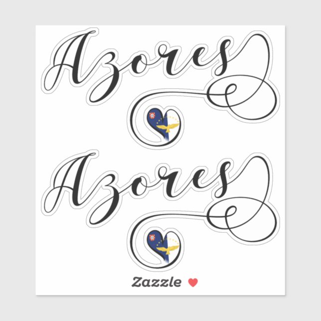 Azoren Flaggenherz, Portugal, Azoren Aufkleber (Blatt)