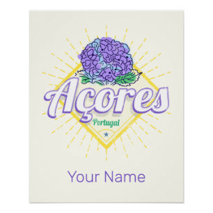 Azoren Hydrangea Blume Island Portugal Vintag Poster