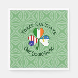 Azoren Irland USA Flaggen Kleeblatt Personalisiert Serviette