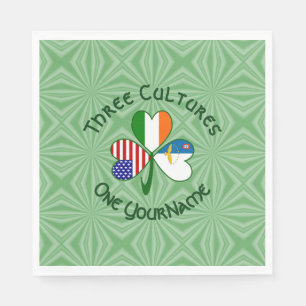 Azoren Irland USA Flaggen Kleeblatt Personalisiert Serviette
