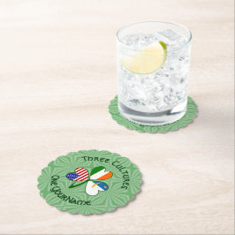 Azoren Irland USA Kleeblatt Flag Personalisiert Untersetzer