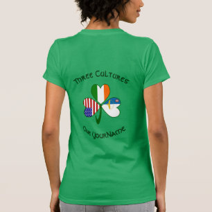 Azoren Irland USA Kleeblatt-Flagge Personalisiert  T-Shirt