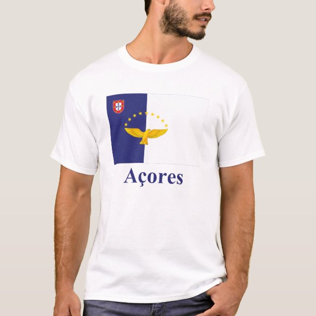 Azoren kennzeichnen mit Namen auf portugiesisch T-Shirt (Vorderseite)