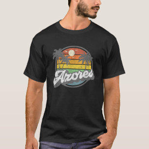 Azoren Portugal Insel Urlaub Palmen Bäume Retro B T-Shirt